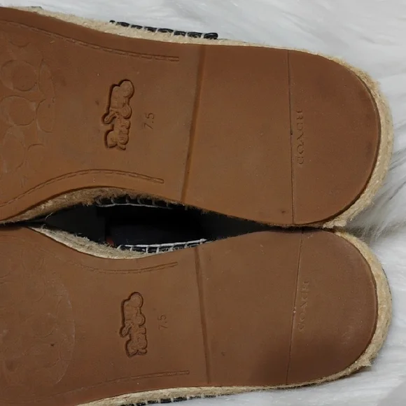 SALE! Coach Franca Black Leather Espadrilles Women's Sandals (#01) - Picture 13 of 16